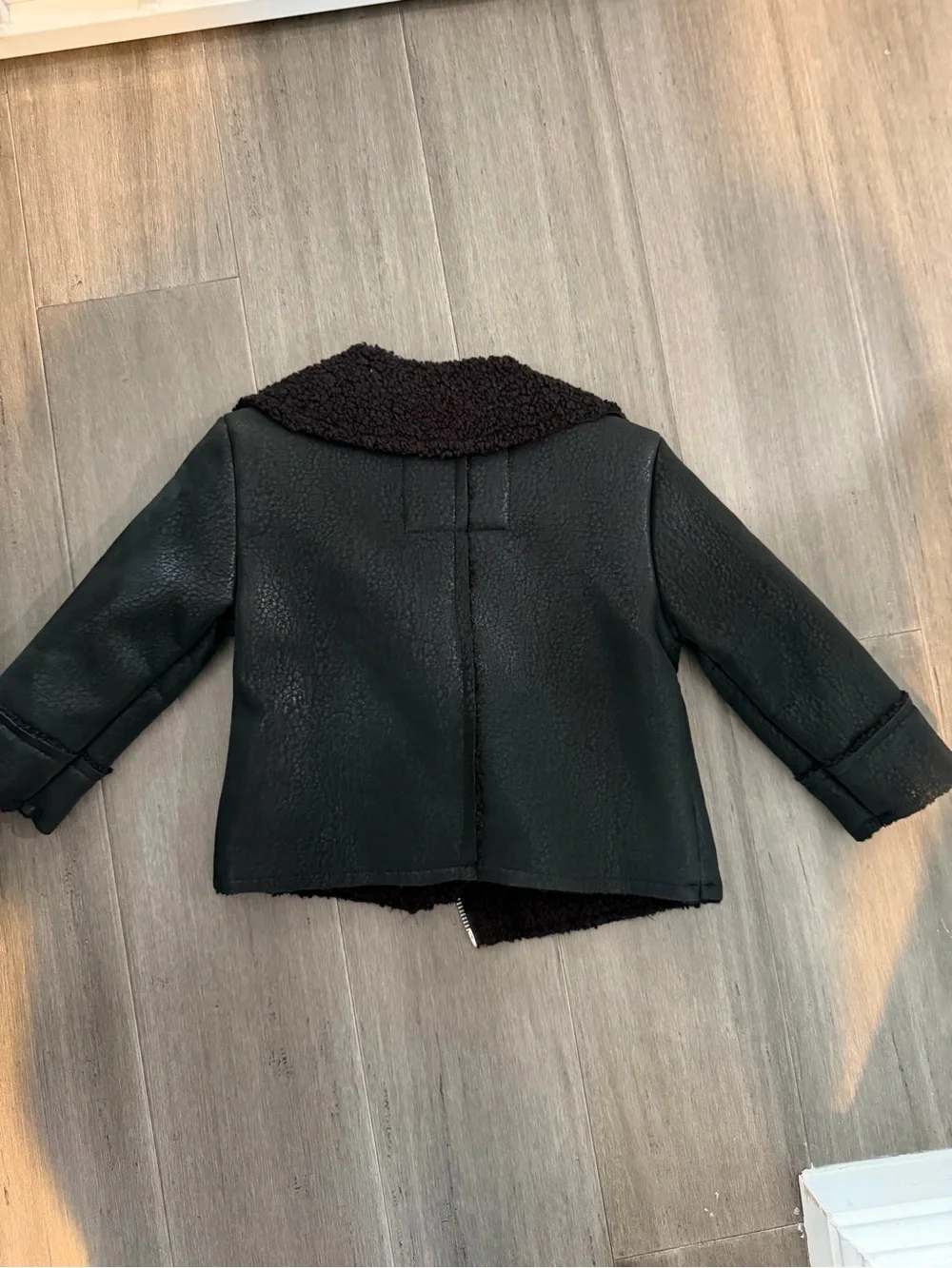Urban Republic Black Faux Shearling Moto Jacket for Kids